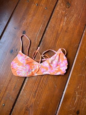 Ninety Nine degree Orange and Pink Strappy Bikini Top